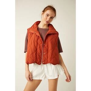 Free People Movement (Red Earth Rust) Quilted Puffer Quinn Vest Size XS NWT